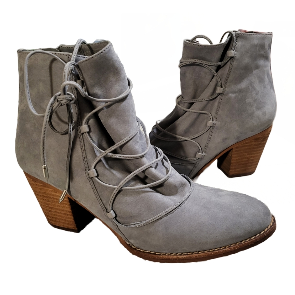 Sam Edelman "Millard" Greyish-Blue Leather Zip Ankle Boot & LaceUp & Aroโฆ - Picture 2 of 5